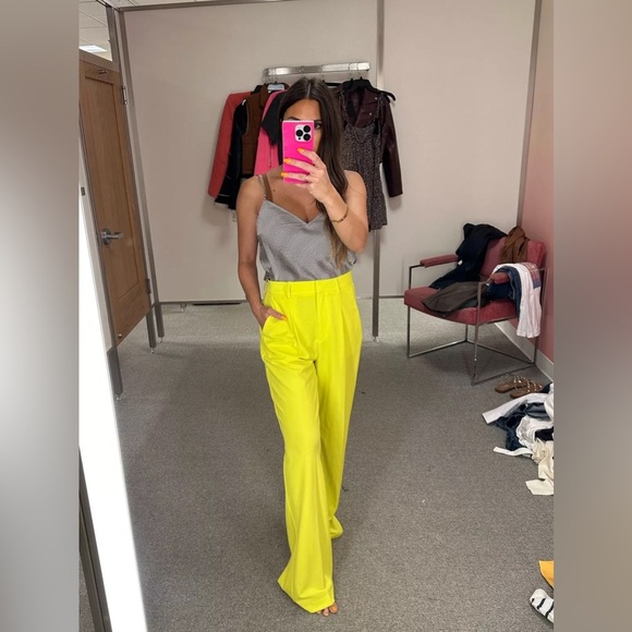 Vero Moda Troian Pleated Wide Leg Pant- Sulphur Spring- Small - Picture 1 of 9